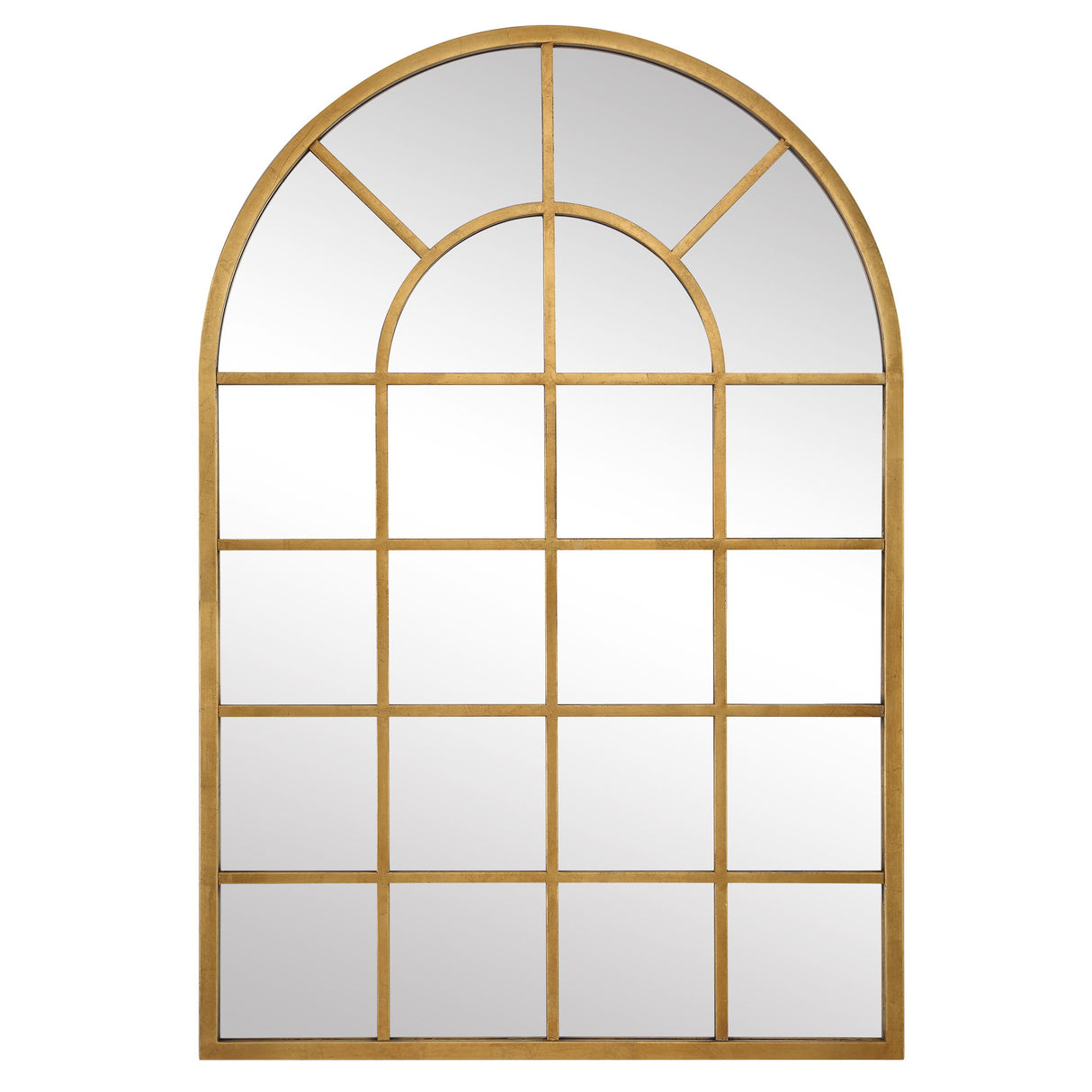 Arched Windowpane Mirror - Gold Leaf