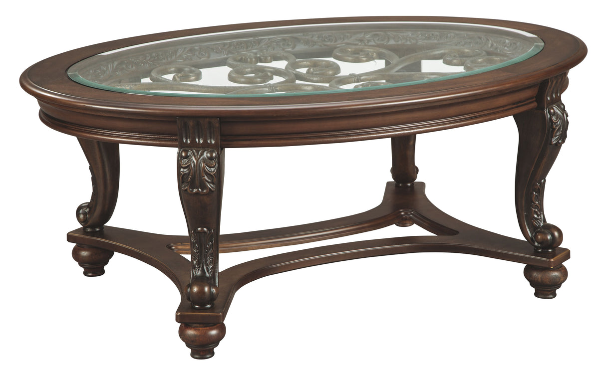 Norcastle - Dark Brown - Oval Cocktail Table