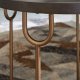 Brazburn - Dark Brown / Gold Finish - Round End Table