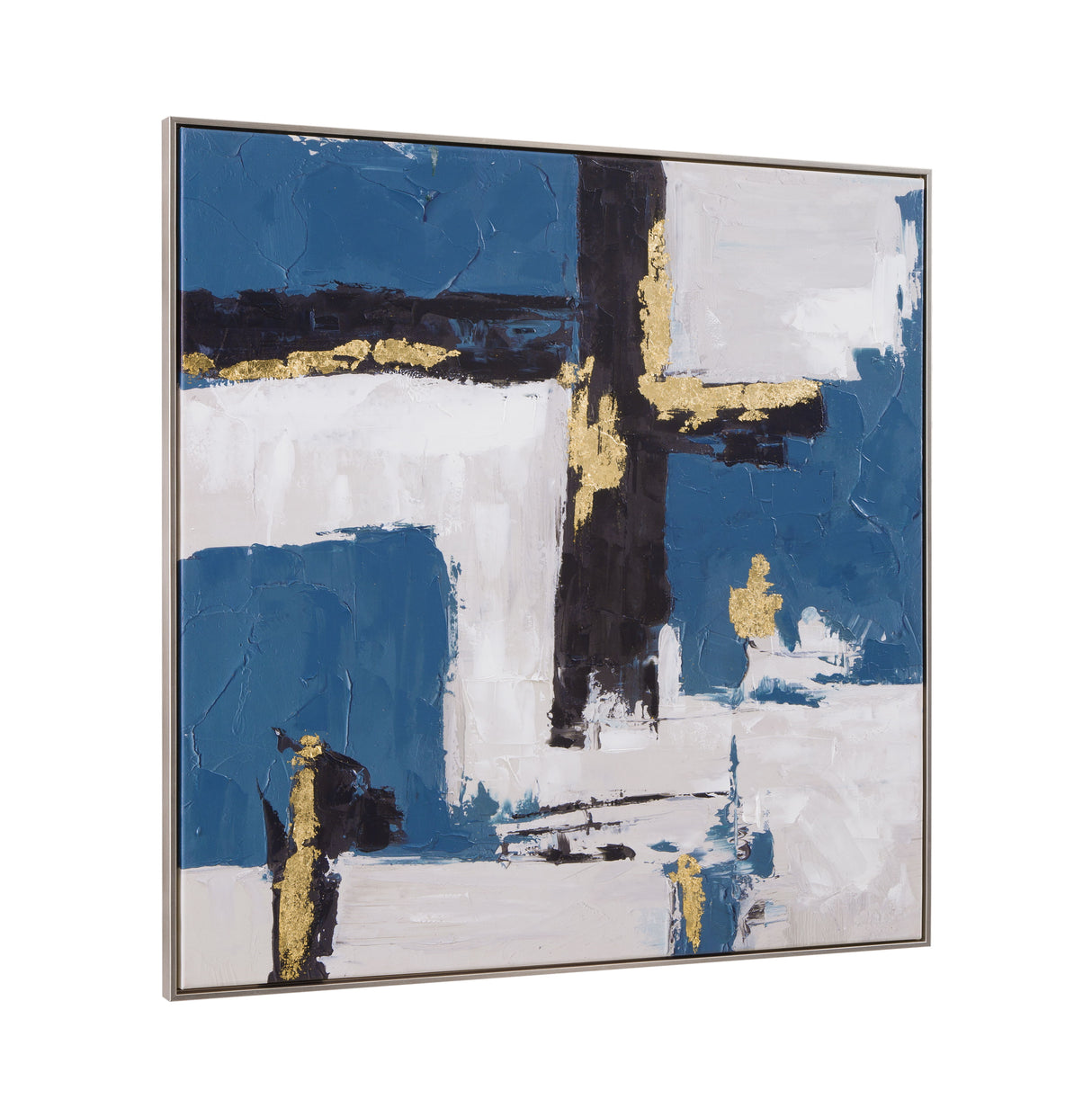 Around About - Framed Canvas - Blue / White