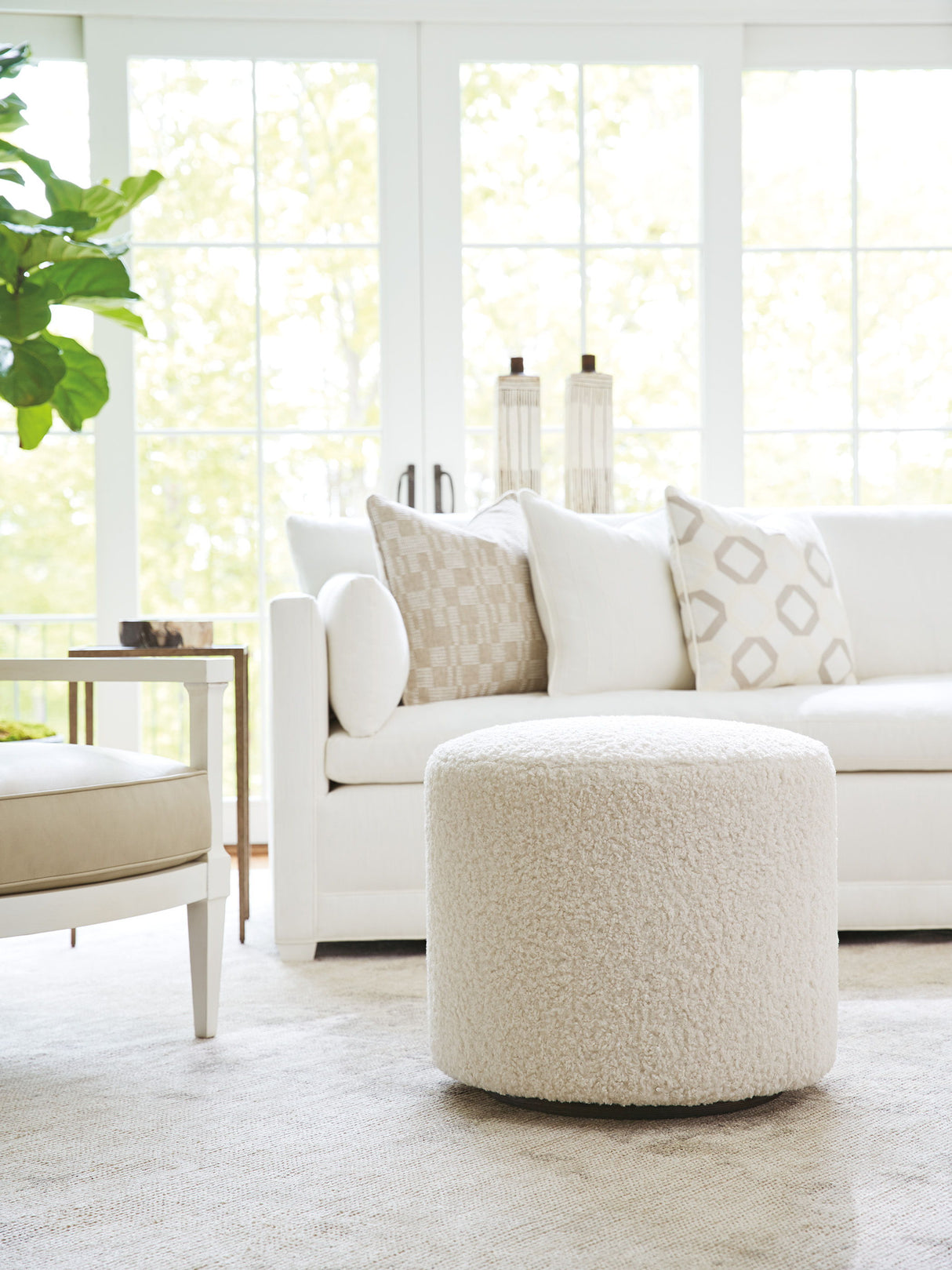 Barclay Butera Upholstery - Three Arch Swivel Ottoman