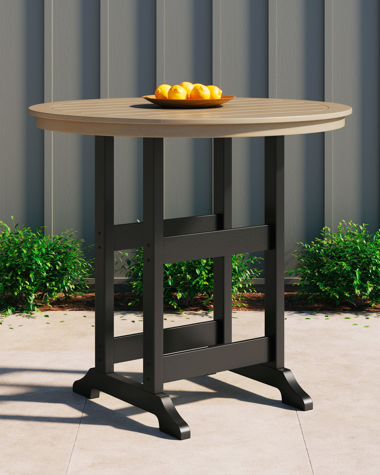 Boca Trail - Black / Driftwood - Round Bar Table W/Umb Opt