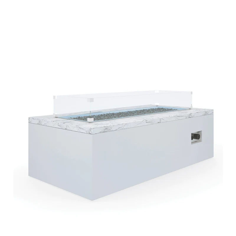 Bazaar - Carrara Marble Rectangular Fire Table