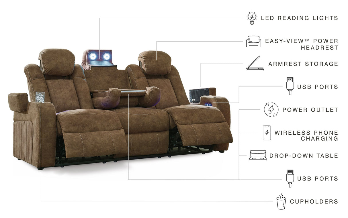 Wolfridge - Brindle - Power Reclining Loveseat With Console /Adj Hdrst