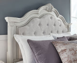 Montelaine - Antique White - King Upholstered Panel Bed