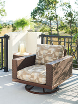 Abaco - Swivel Lounge Chair - Dark Brown / Beige