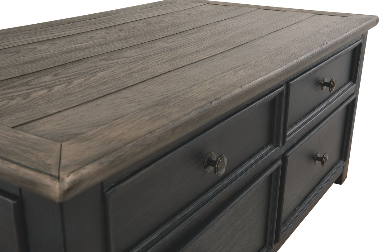 Tyler - Grayish Brown / Black - Lift Top Cocktail Table