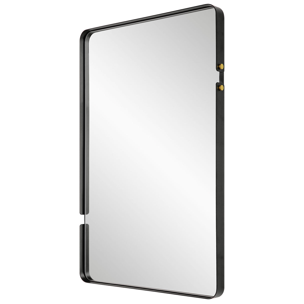 Mirror With Gold Accents - Matte Black