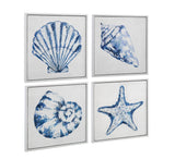 Shells - Framed Canvas (Set of 4) - Blue / White