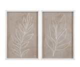 Leaf Line Art - Framed Print (Set of 2) - Light Brown