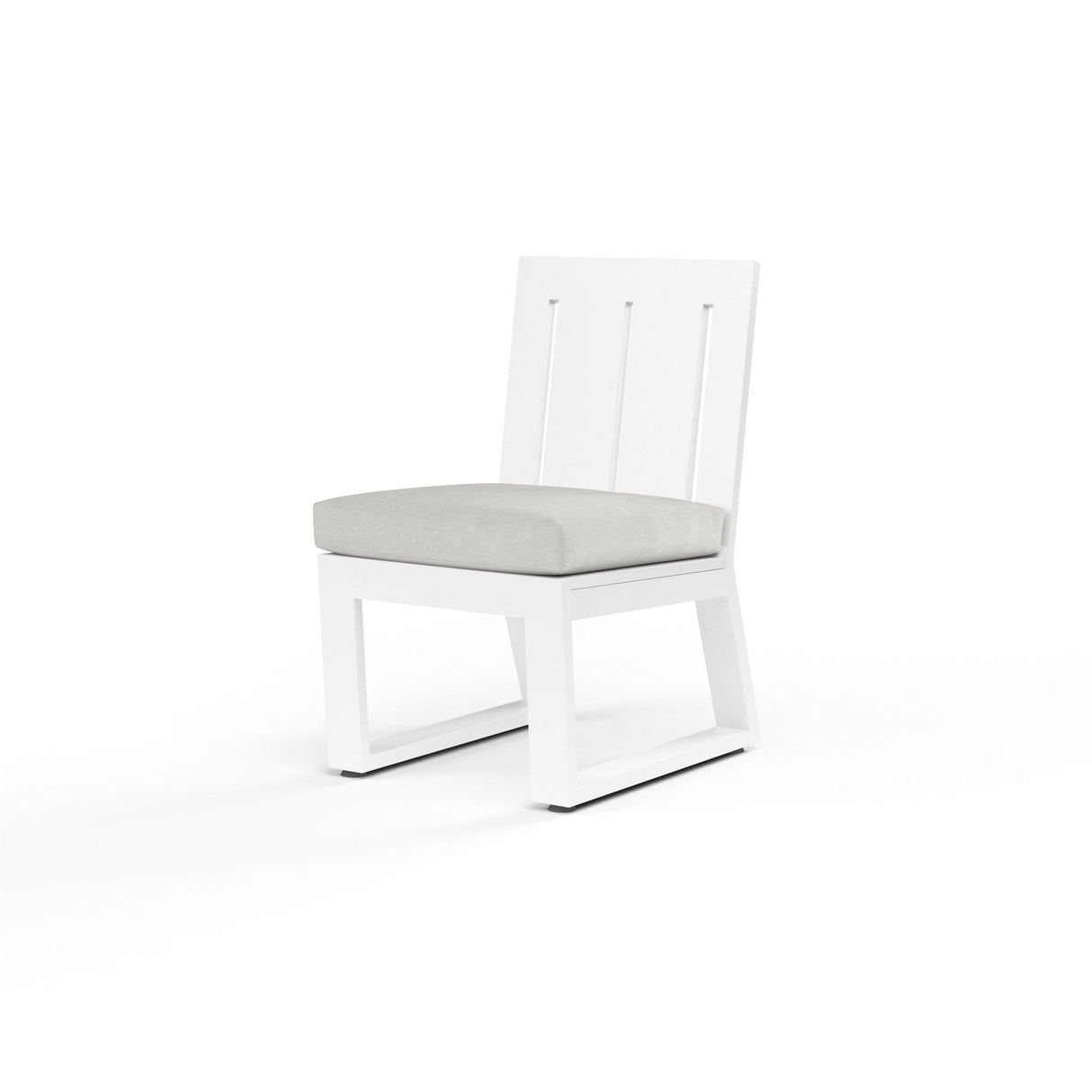 Newport - Armless Dining Chair, No Welt - Cast Silver / White