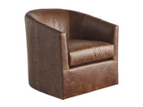 Sunset Key - Candice Leather Swivel Chair - Dark Brown