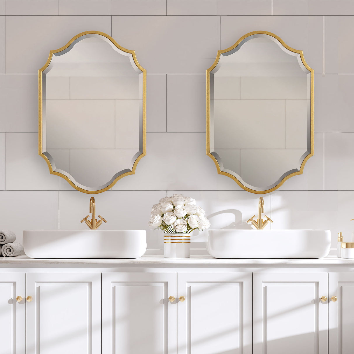 Mirror With Elegant Curves And Arches - Gold Leaf