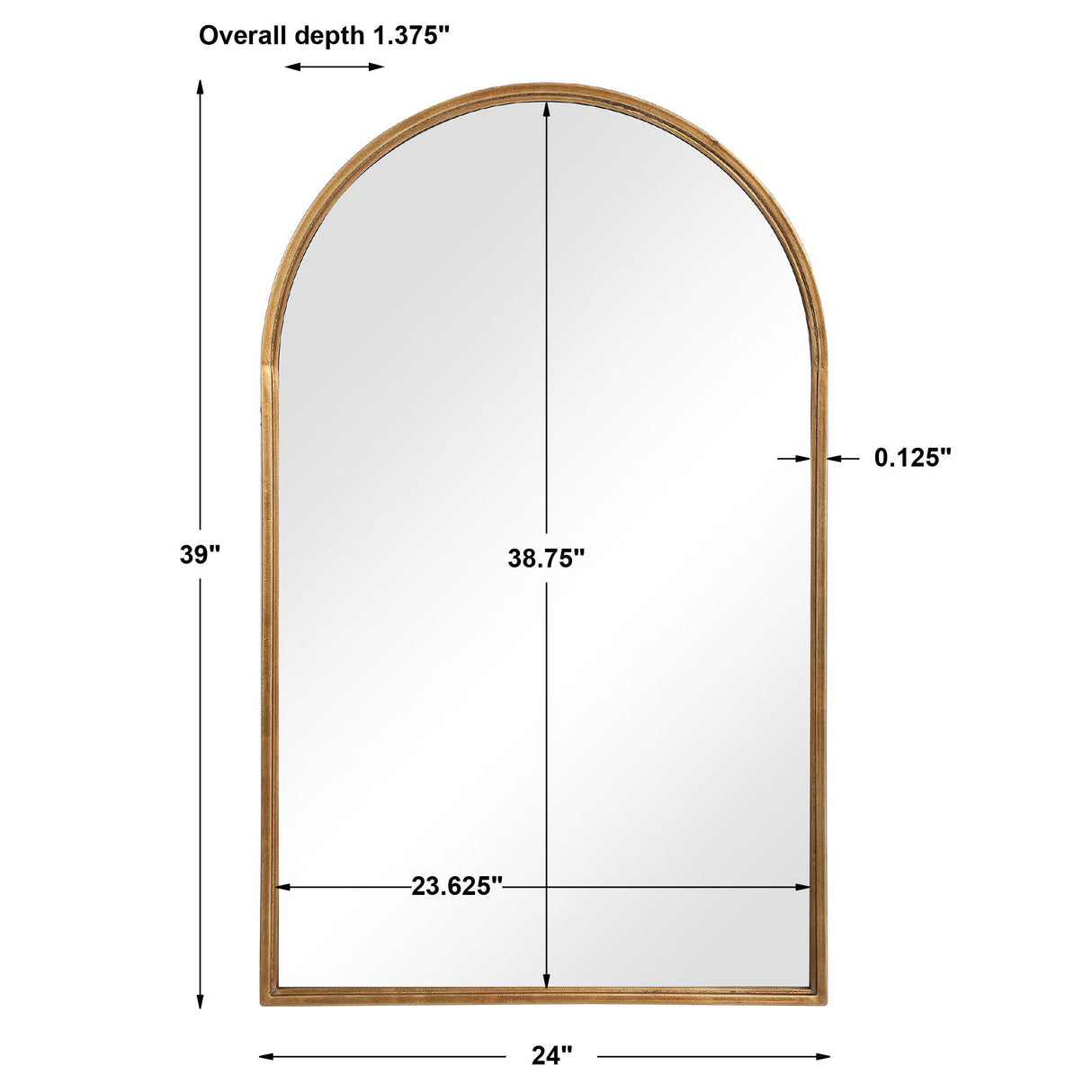 Arch Mirror - Lightly Antiqued Gold