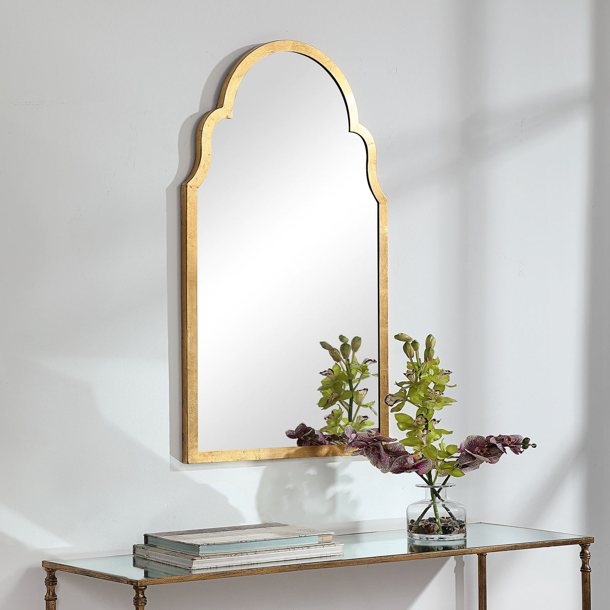 Shaped Arch Top Frame Mirror - Gold Leaf