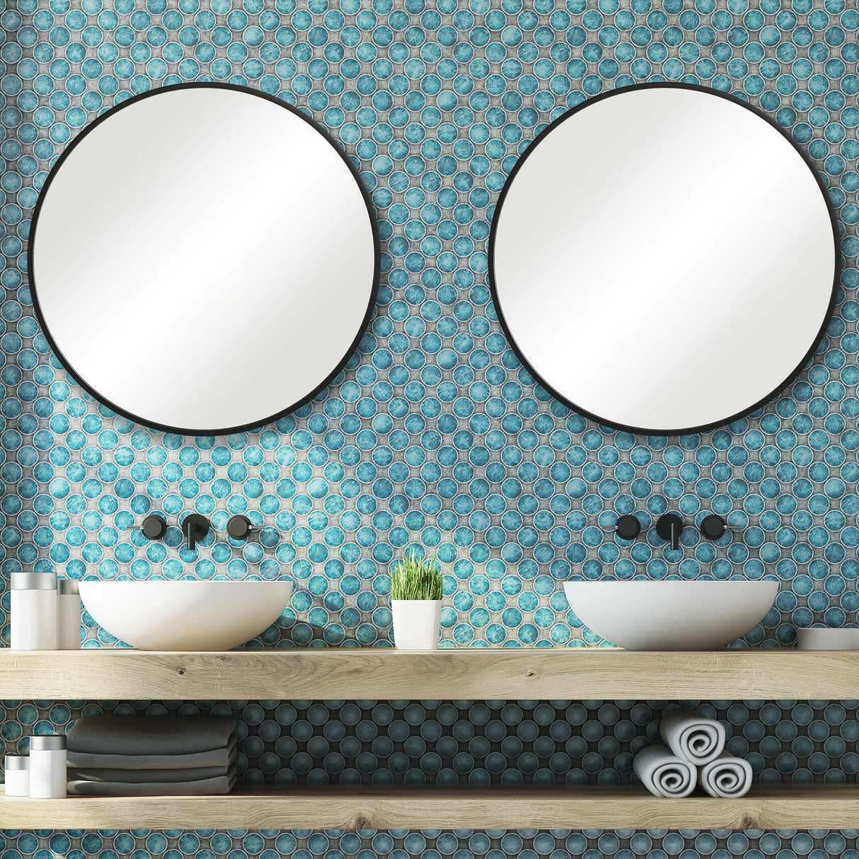 Contemporary Round Mirror - Black Matte