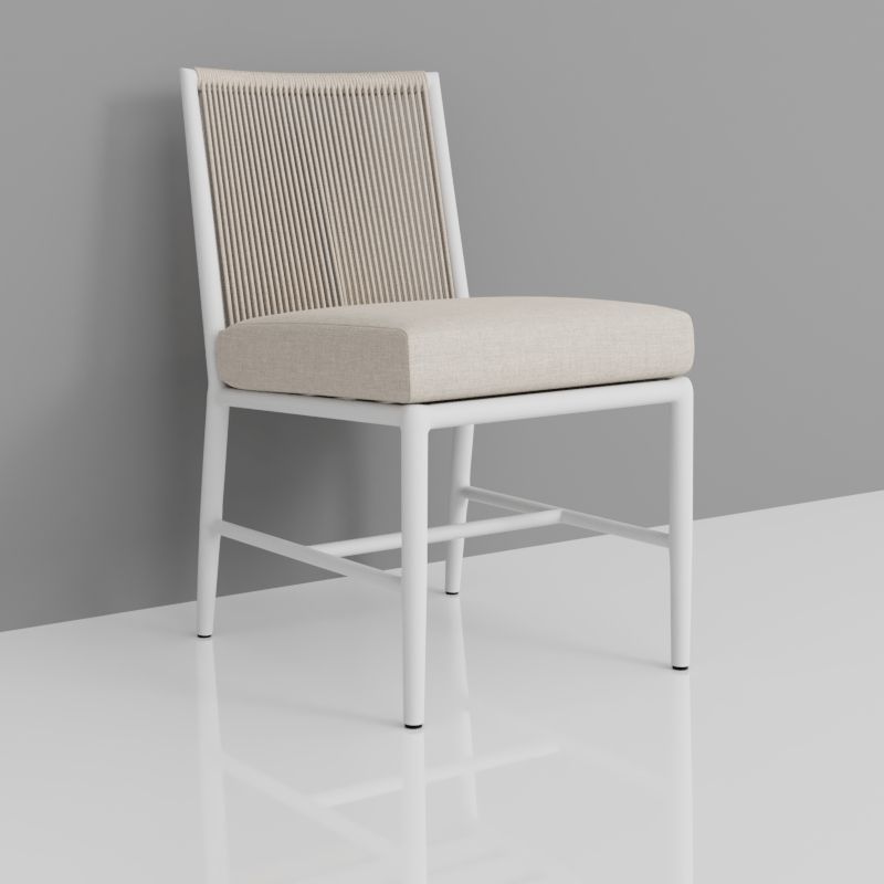 Sabbia - Armless Dining Chair, No Welt - Echo Ash / White