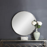 Round Narrow Metal Framed Mirror - Antique Silver