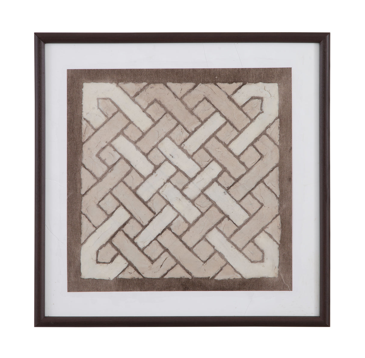 Knotted Tiles - IV Framed Print - Brown