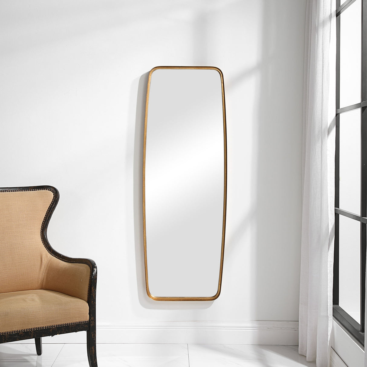 Mirror With Rounded Corners - Gold Leaf