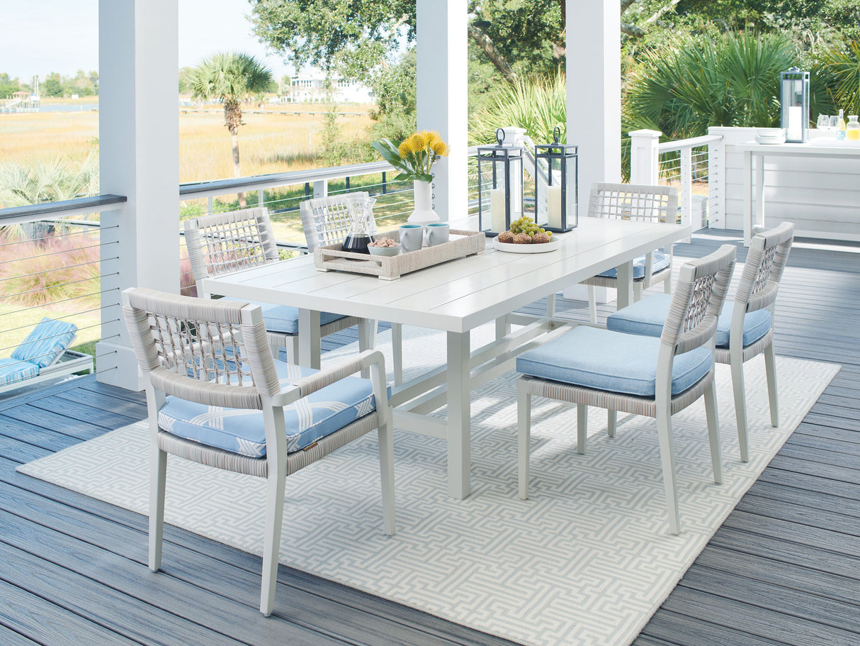 Seabrook - Arm Dining Chair - White / Light Blue