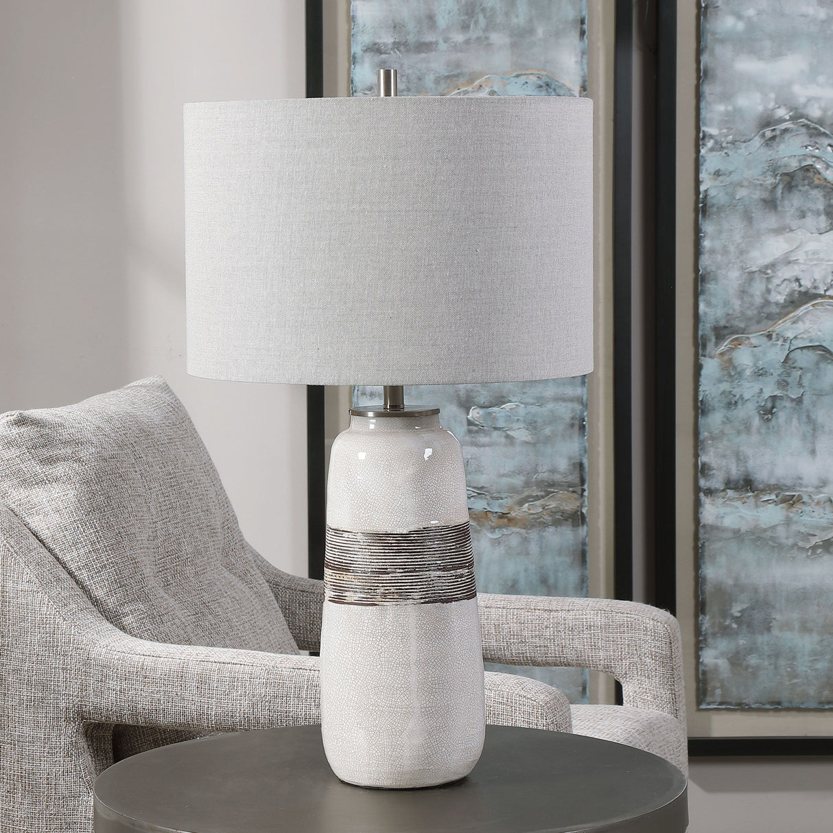 Comanche - Crackle Table Lamp - White