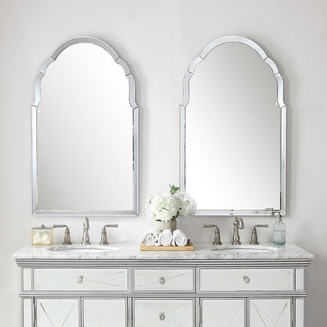 Brayden - Frameless Arched Mirror - Pearl Silver