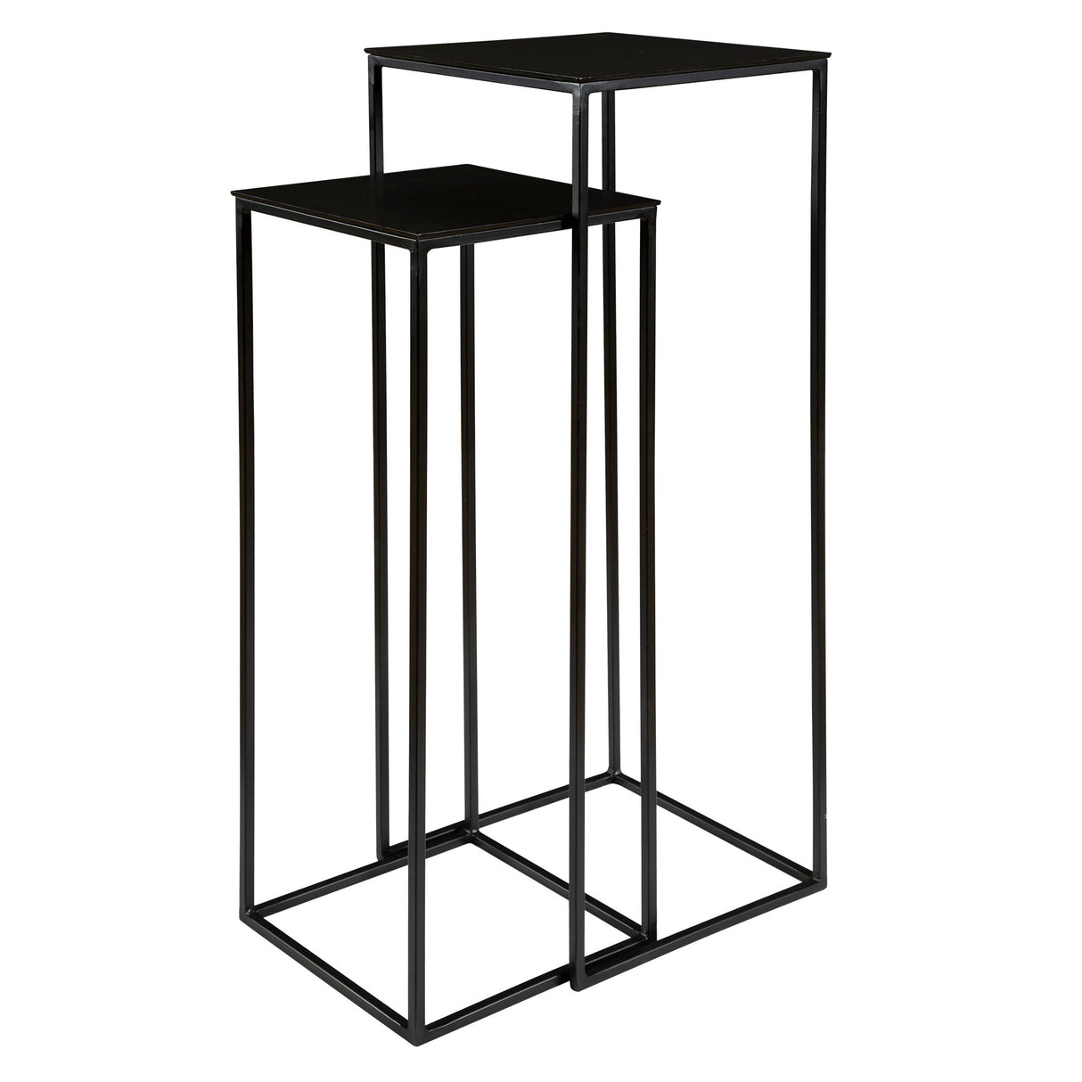 Coreene - Nesting Pedestal Tables, Set Of 2 - Black