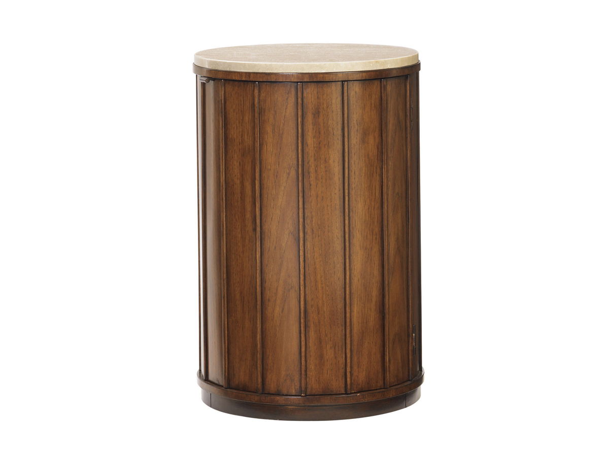 Ocean Club - Fiji Drum Table With Stone Top - Dark Brown