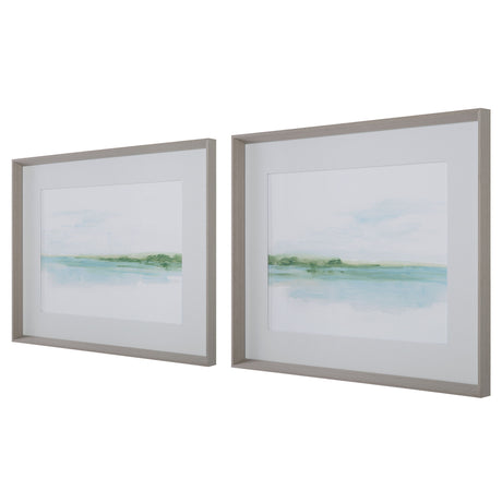 Green Ribbon Coast - Framed Prints (Set of 2) - Light Blue