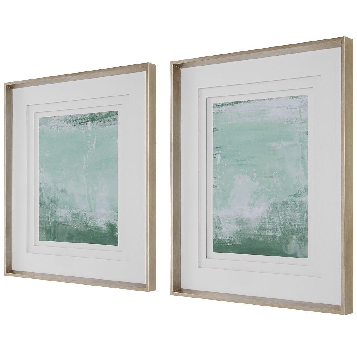 Coastal - Patina Modern Framed Prints, Set Of 2 - Green