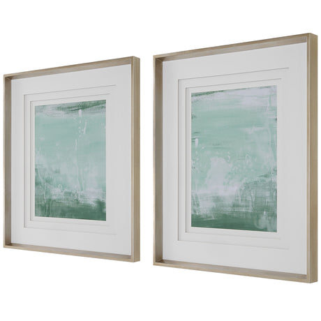 Coastal - Patina Modern Framed Prints, Set Of 2 - Green