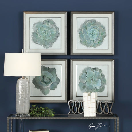 Natural Beauties - Botanical Prints, Set Of 4 - Blue, Light