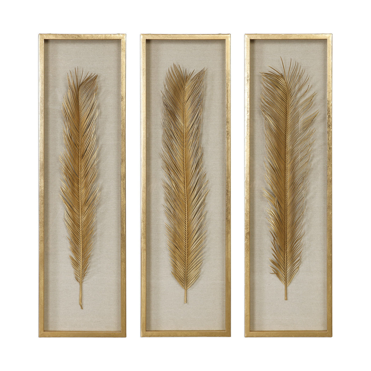 Palma - Leaf Shadow Box Set Of 3 - Gold