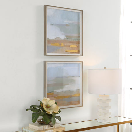 Abstract Coastline - Framed Prints (Set of 2)