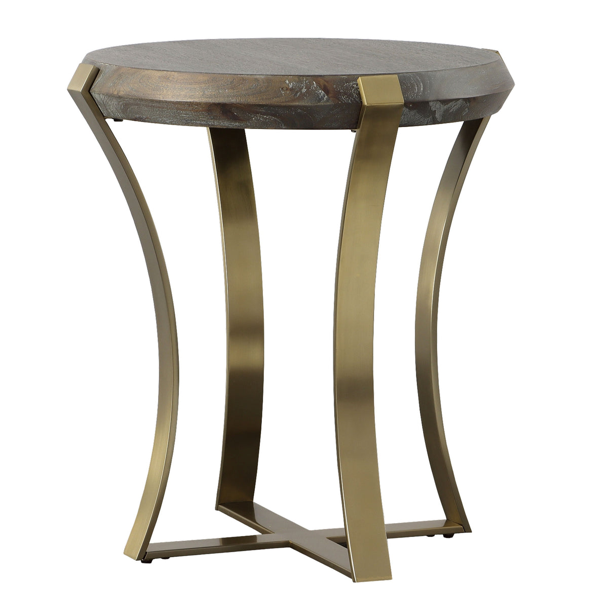 Unite - Brass Leg Wood Side Table - Dark Brown