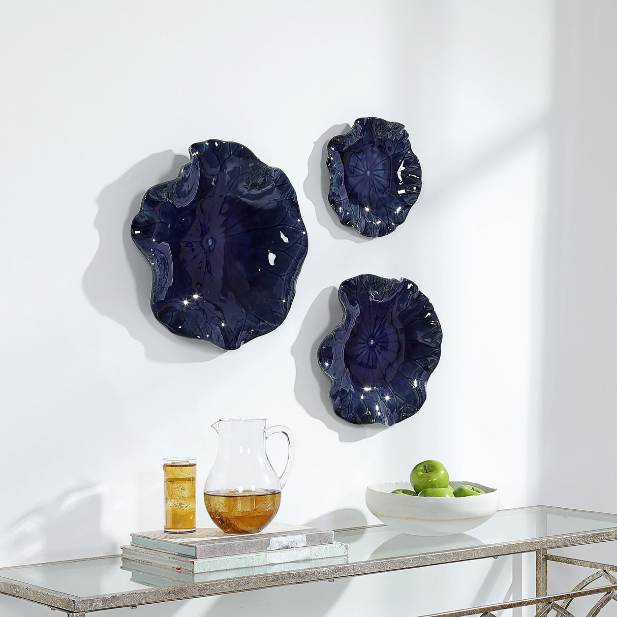 Abella - Ceramic Wall Decor, Set Of 3 - Blue