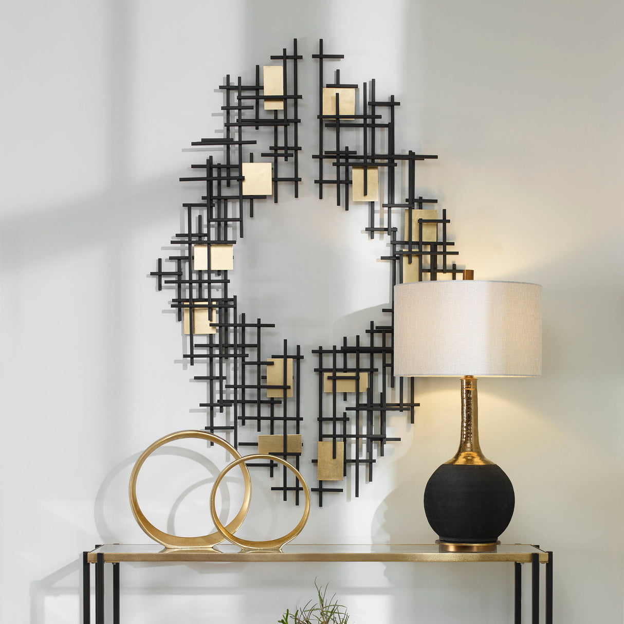 Reflection - Metal Grid Wall Decor, Set Of 2 - Black