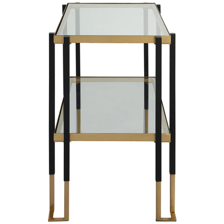 Kentmore - Glass Side Table - Black & Gold