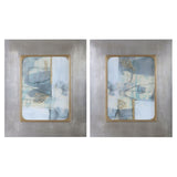 Gilded Whimsy - Abstract Prints, Set Of 2 - Gray, Dark