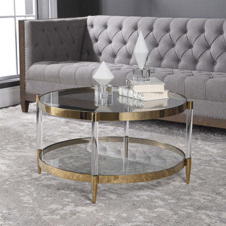 Kellen - Glass Coffee Table - Gold