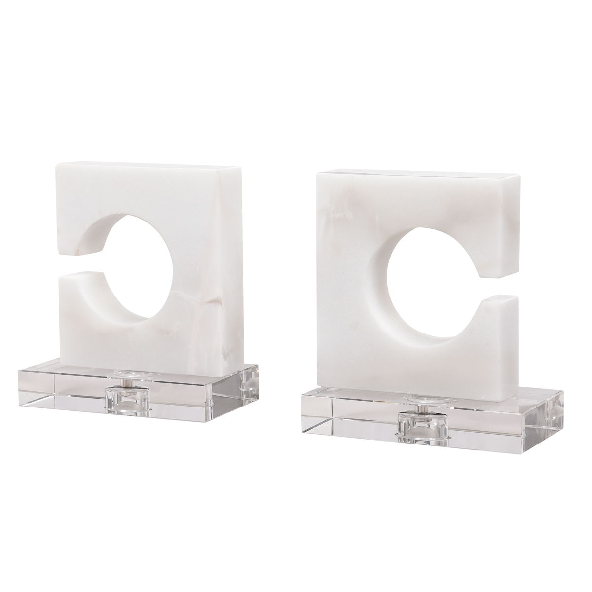 Clarin - Bookends, Set Of 2 - White & Gray