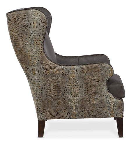 Club Chair With Faux Croc - Black