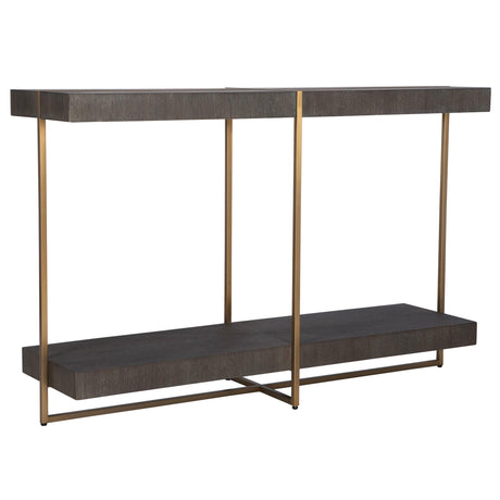 Taja - Modern Brass / Wood Console Table - Gold