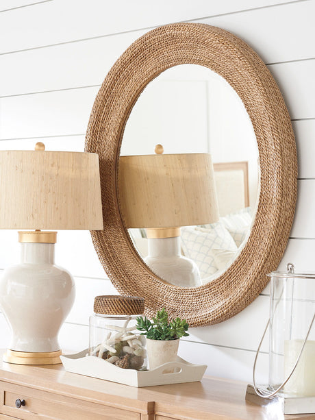 Newport - La Jolla Woven Round Mirror - Light Brown