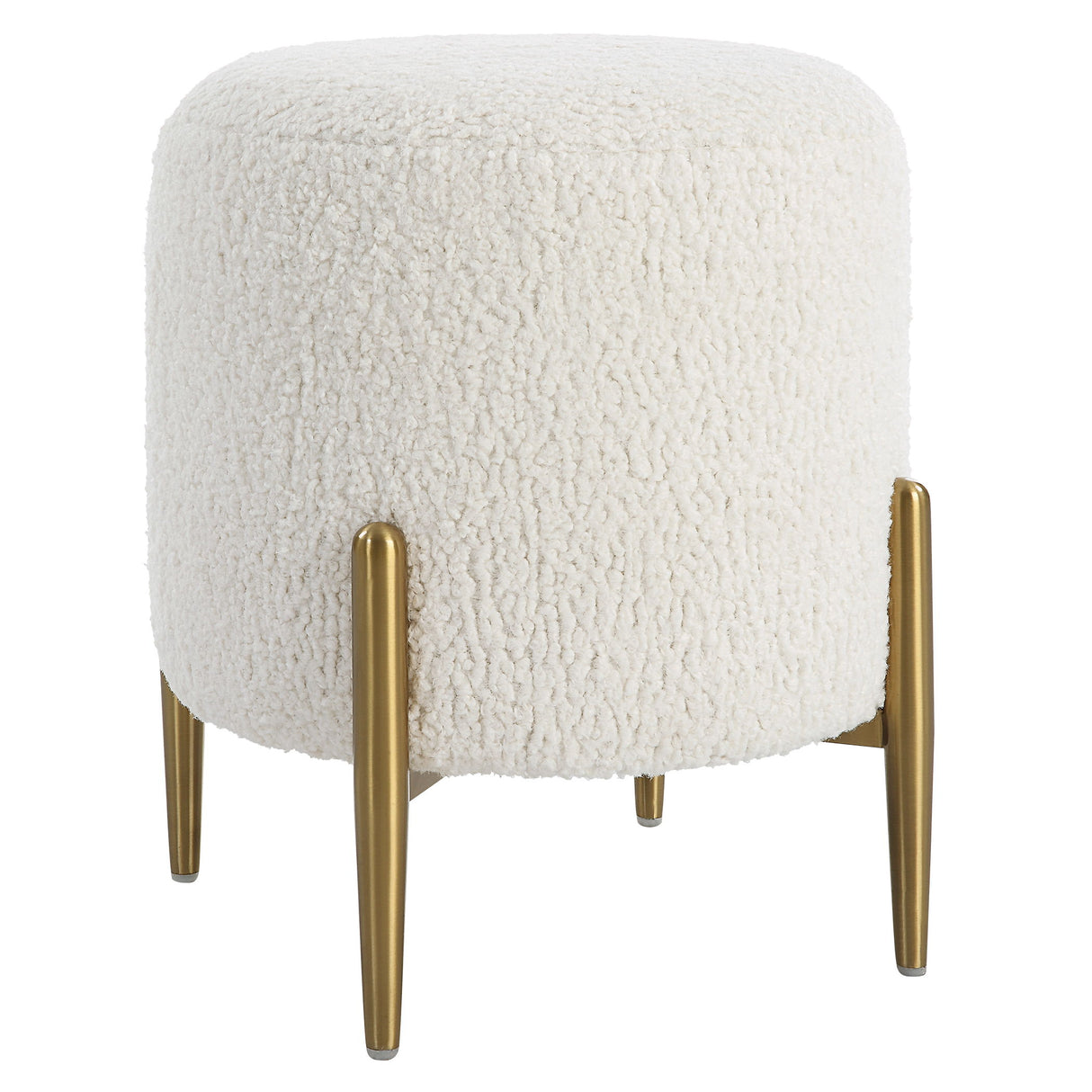 Arles - Shearling Brass Ottoman - Beige