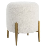 Arles - Shearling Brass Ottoman - Beige