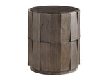 Cypress Point - Everett Round Travertine End Table - Dark Brown