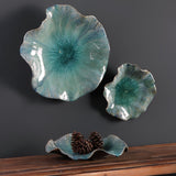 Abella - Ceramic Flowers, Set Of 3 - Blue