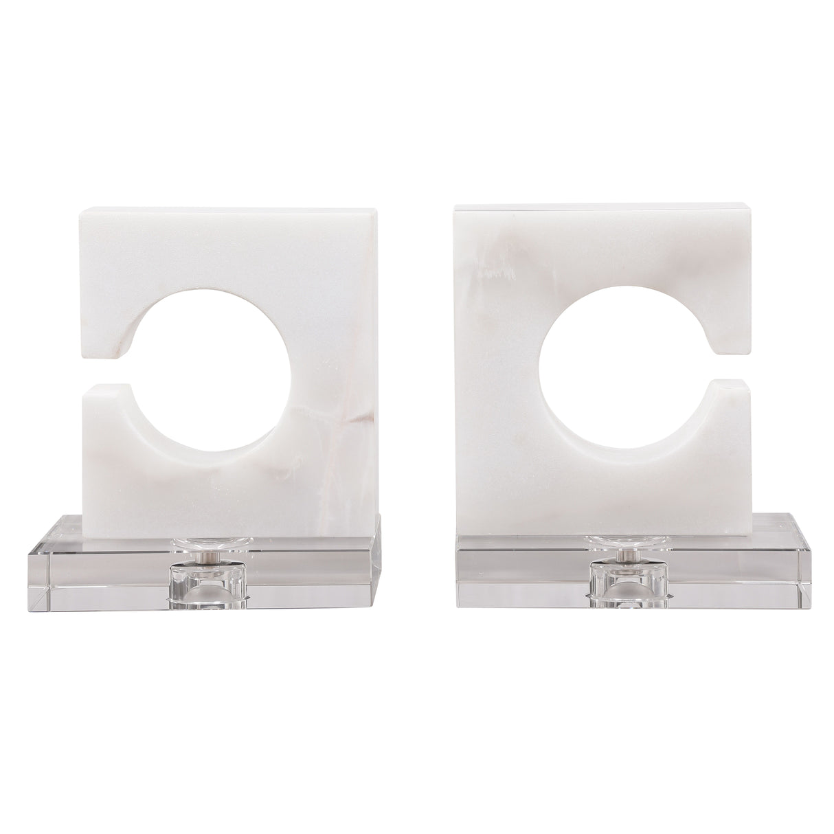 Clarin - Bookends, Set Of 2 - White & Gray